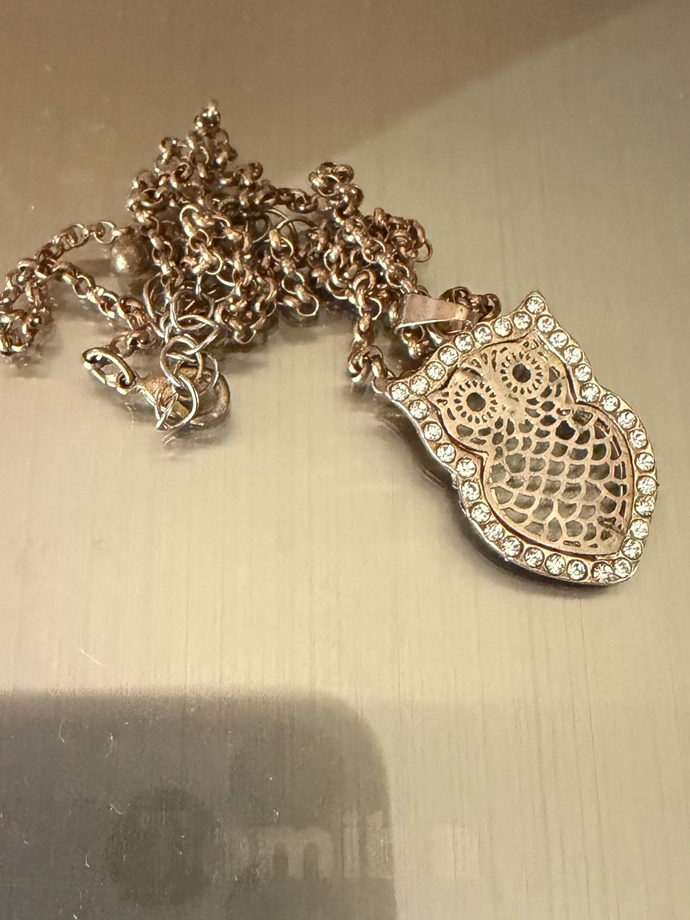 Vintage Gold-Tone Crystal Owl Pendant Necklace - Women Jewelry